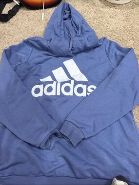adidas Blue Crewneck Hoodie with White Logo